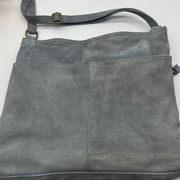 Margot Light Blue Suede Crossbody Bag. MCB2162C - Picture 6 of 14
